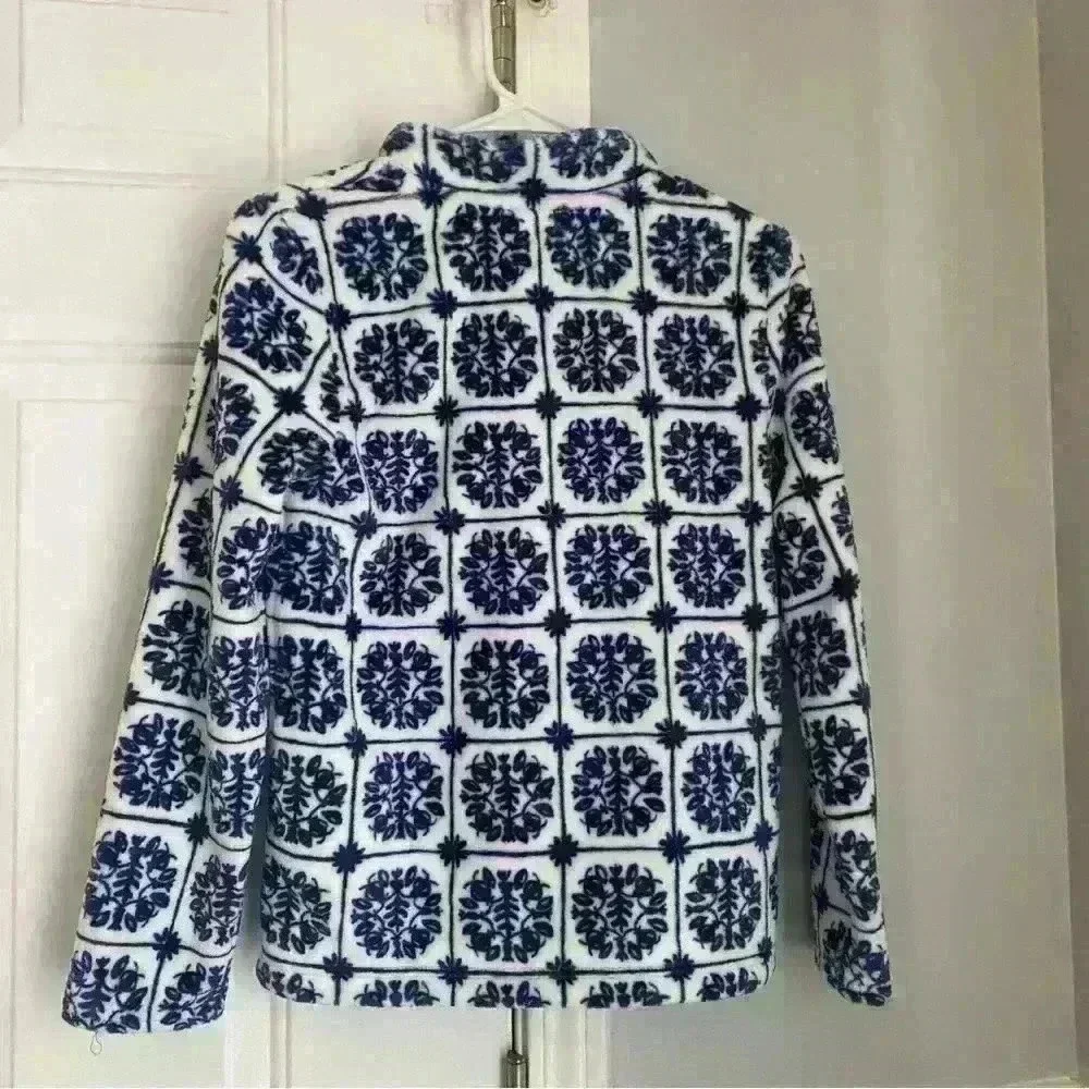 Vineyard vines island Tile printed soft fleece 1/2 zip pullover Girls sz L (14)